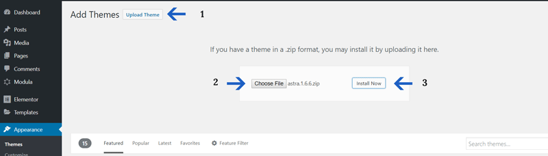 upload theme zip file