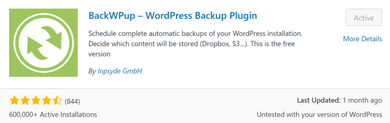 backwpup - wordpress backup plugin
