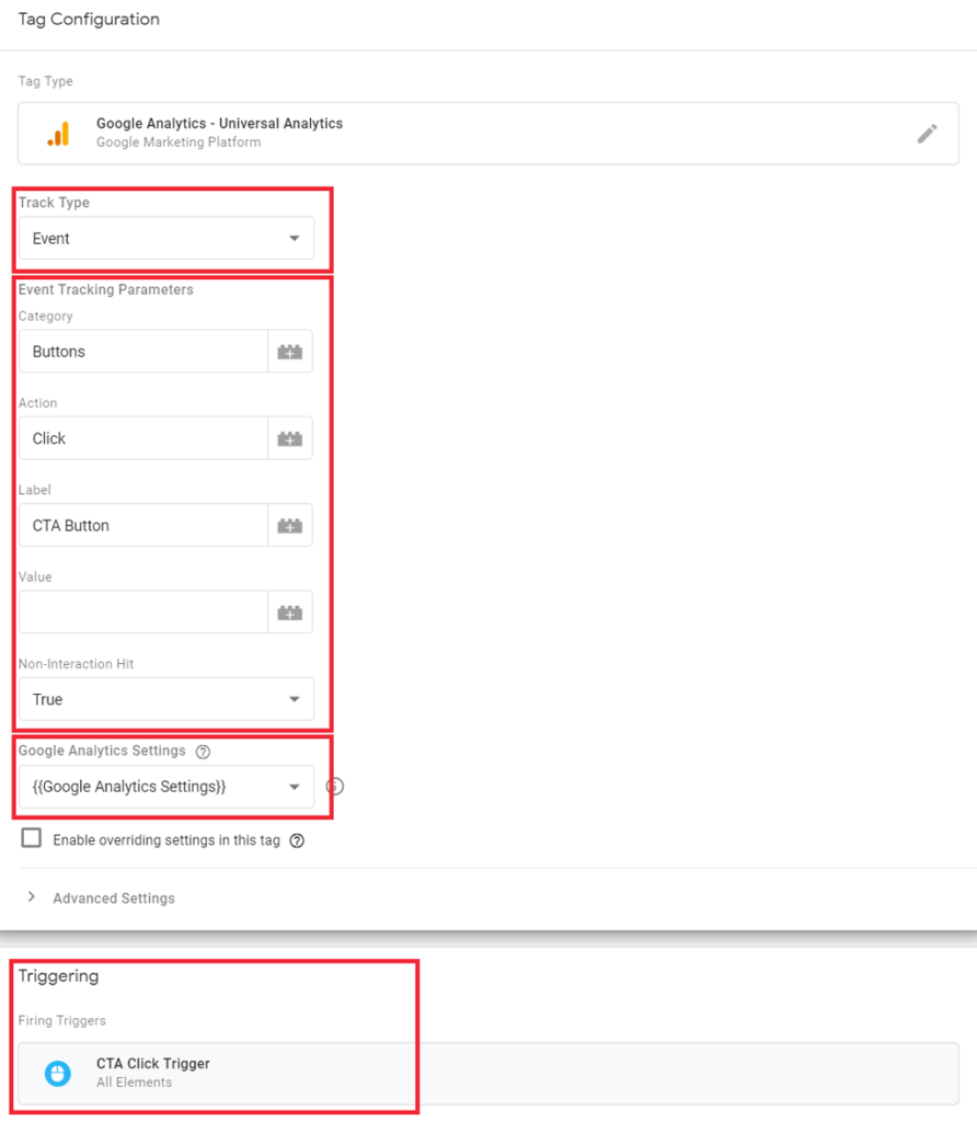 Click tracking in Google Analytics using Google Tag Manager