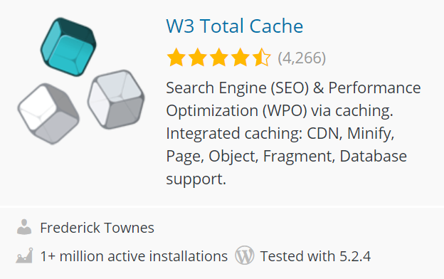 install w3 total cache plugin