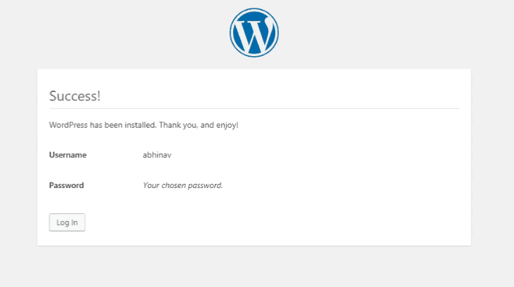 WordPress login prompt