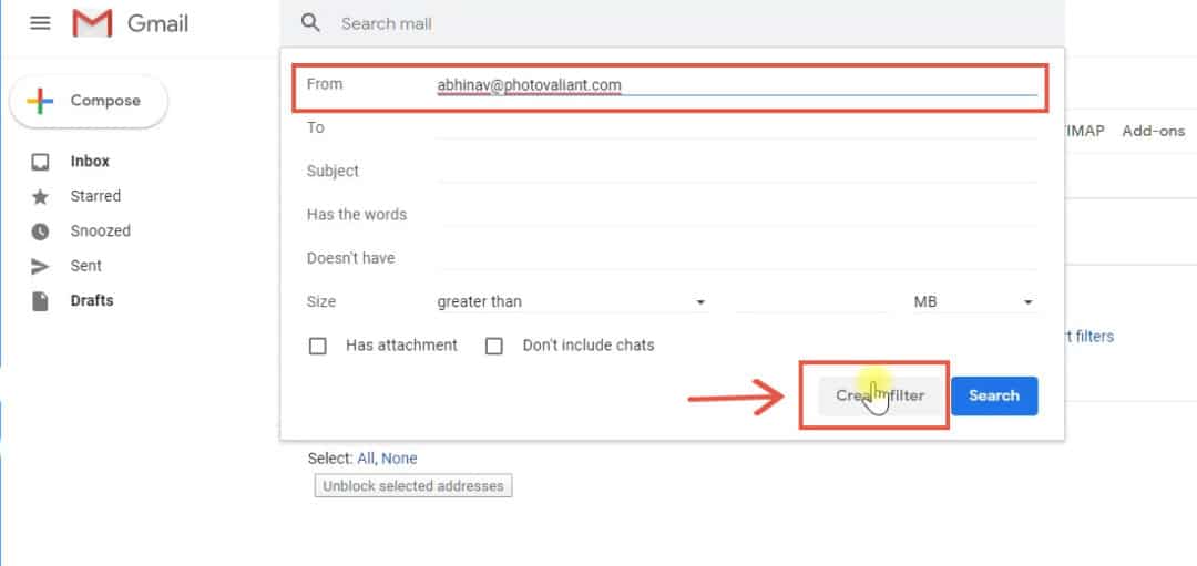 creating a no spam filter in gmail