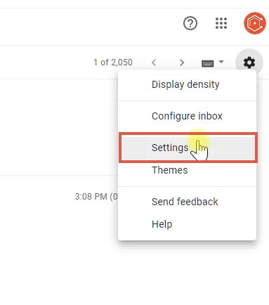 go to gmail settings
