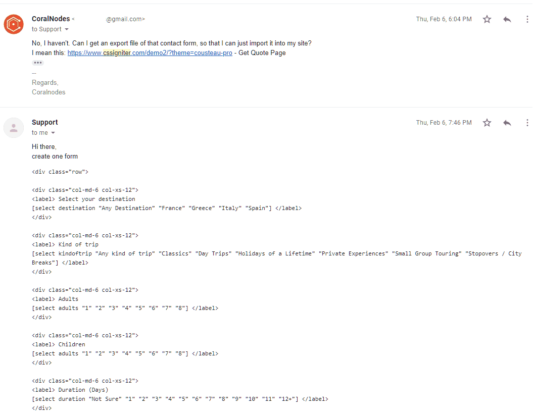 support ticket reply from cssigniter