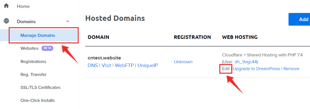 enable cloudflare on dreamhost