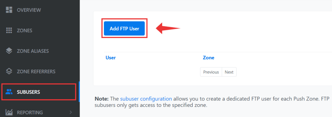 adding ftp users in keycdn