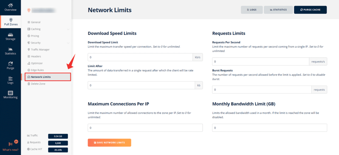 bunnycdn network limits
