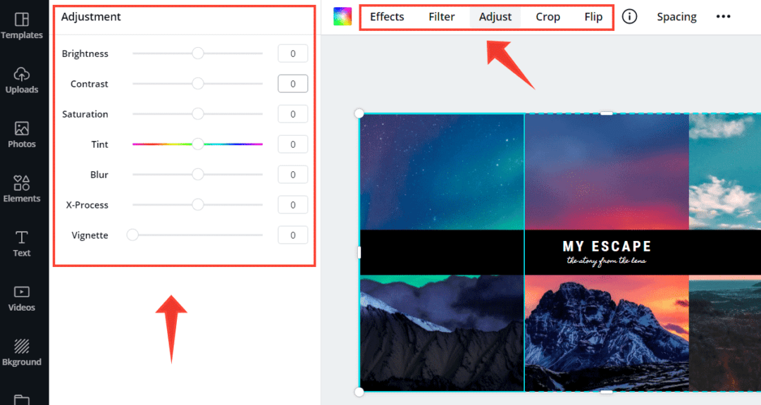 photo editing features in Canva