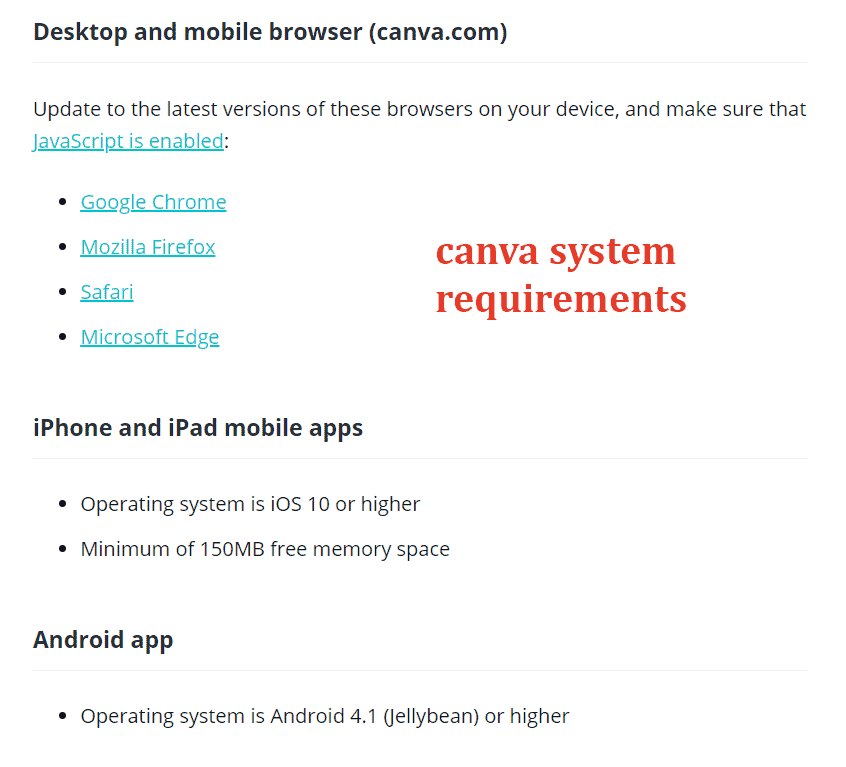 canva system requirements