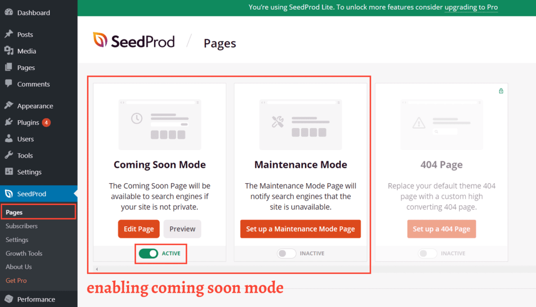 seedprod settings page