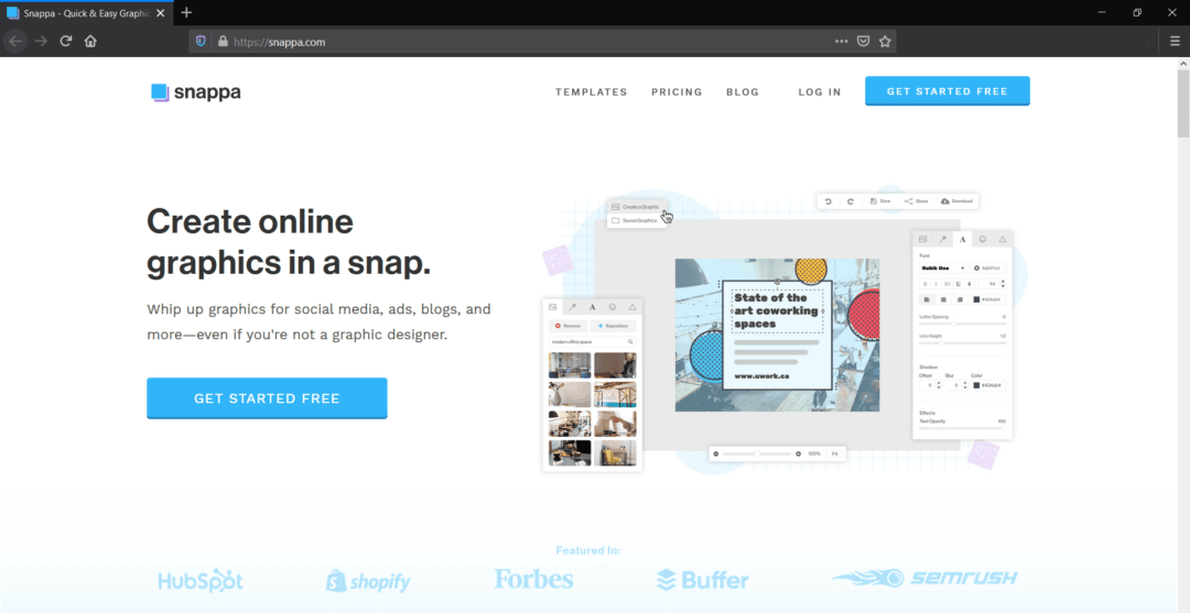 snappa home page - canva alternative