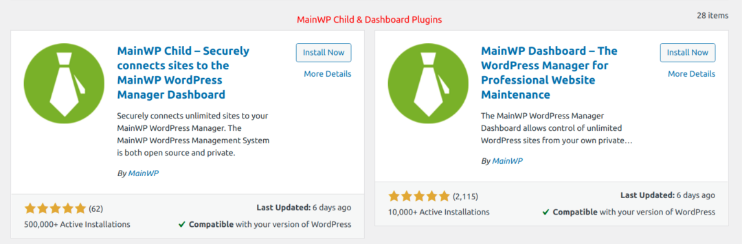 mainwp child and dashboard plugins