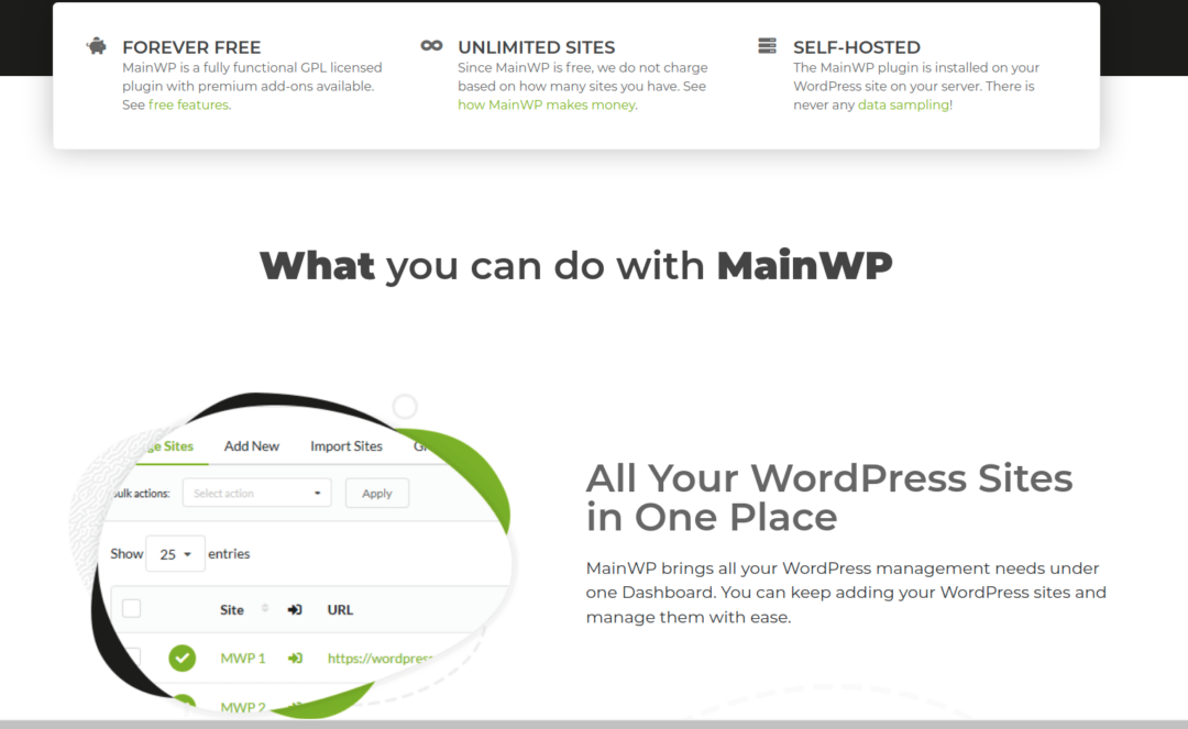 MainWP website