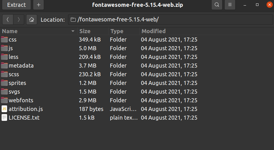 font awesome folder contents
