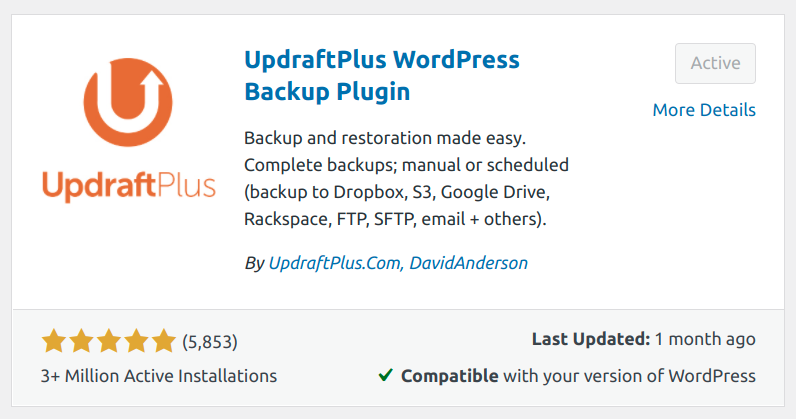 UpdraftPlus backups